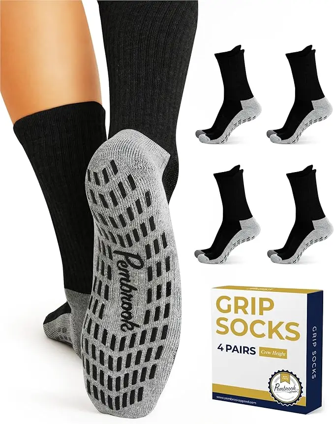  Pembrook 4 Pairs Crew Non Slip Socks