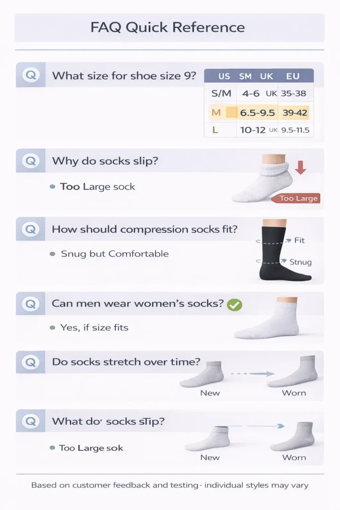 FAQ socks sizing guide