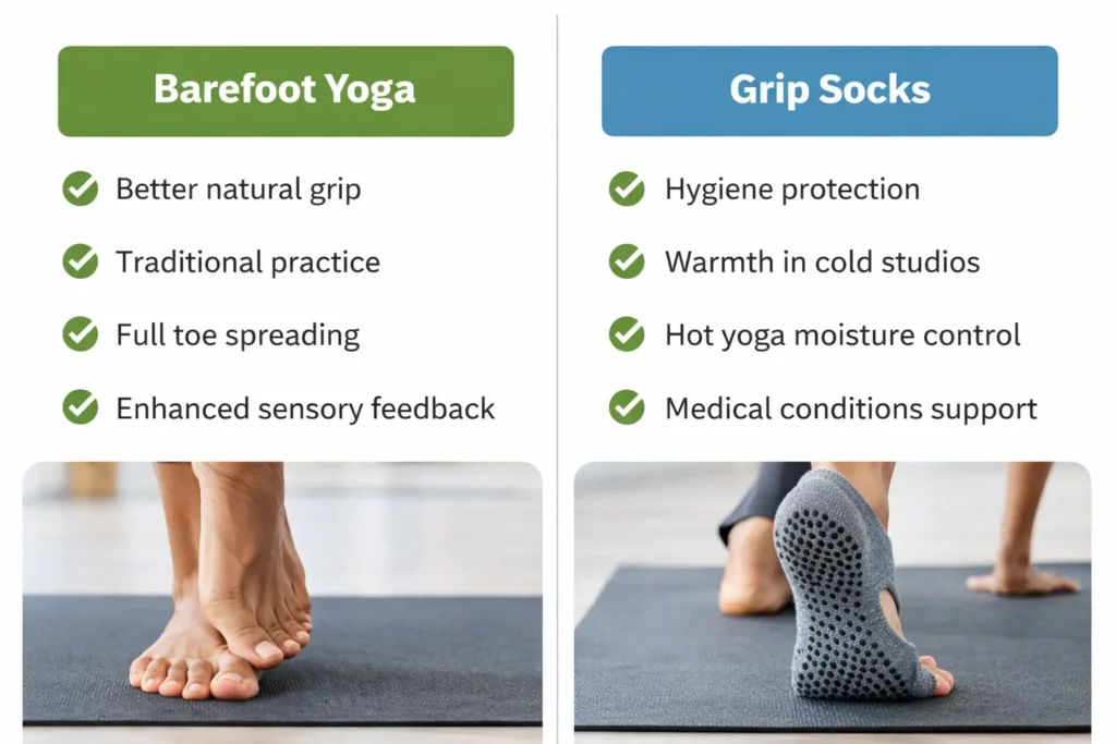 Barefoot vs grip socks benefits