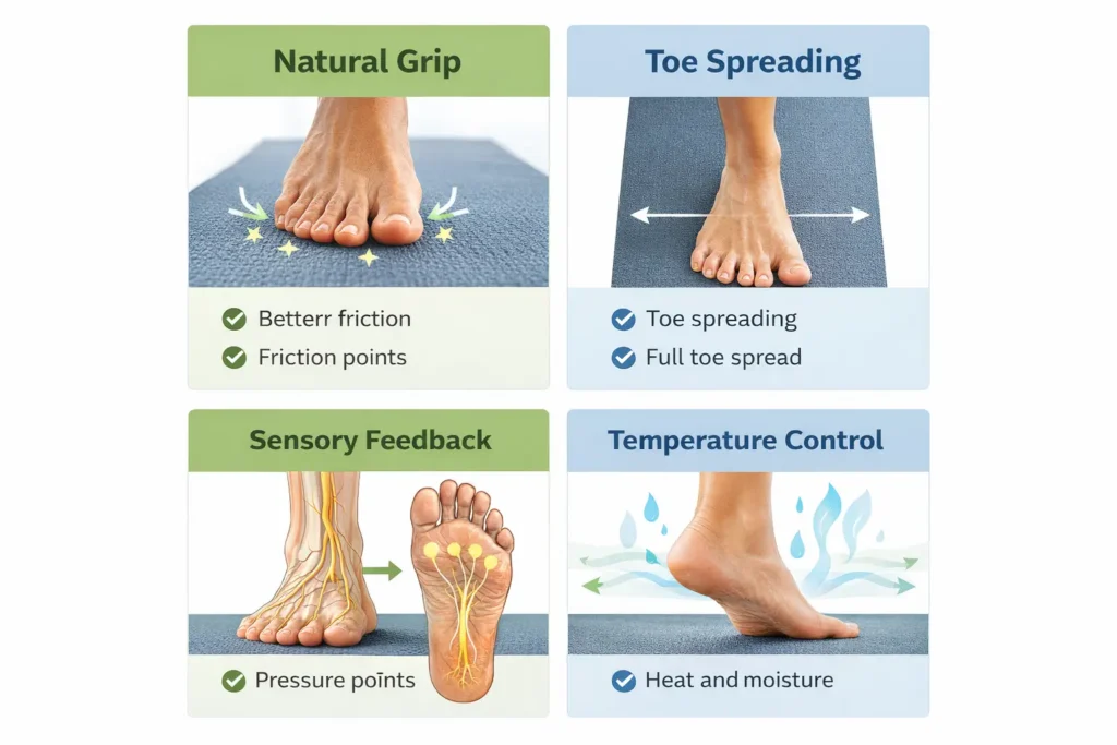 Benefits of barefoot yoga practice