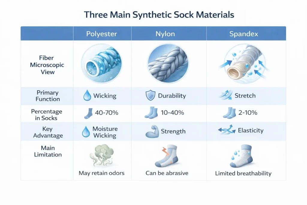 Three Main Synthetic Sock Materials