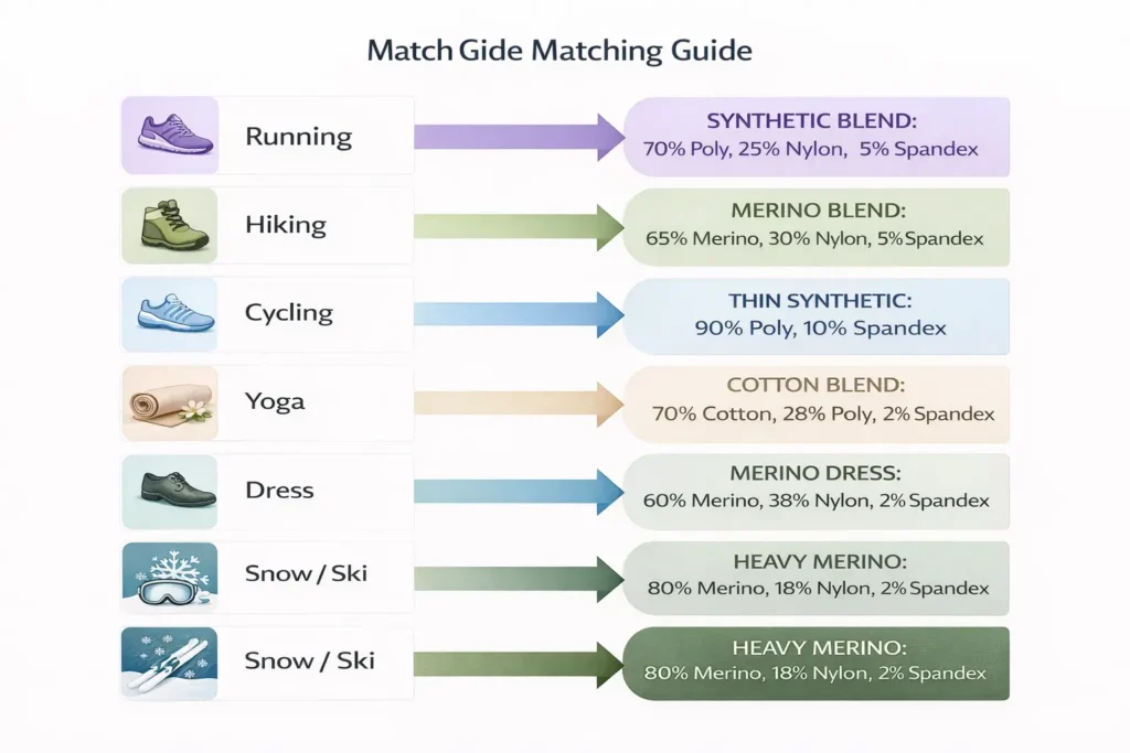 grip socks Match Gide Matching Guide